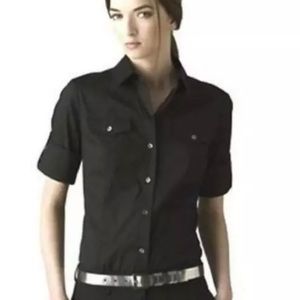 **SOLD** THEORY Dulcie Black Stretch Cotton Shirt